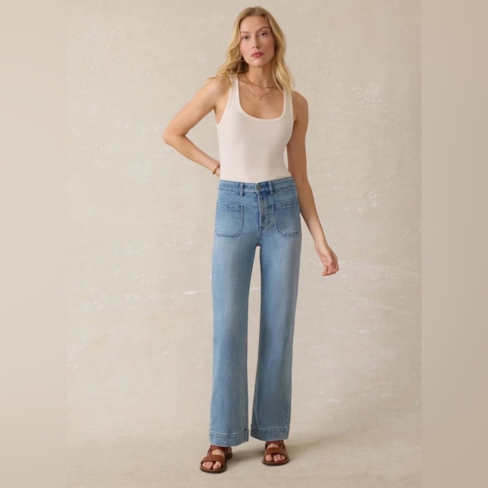 FAHERTY Stretch Terry Patch Pocket Jeans - Light Wash - 25